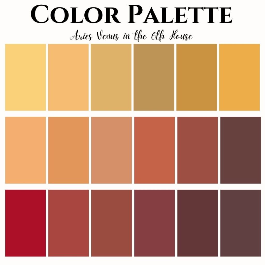 Aries Venus in the 6th House color palette