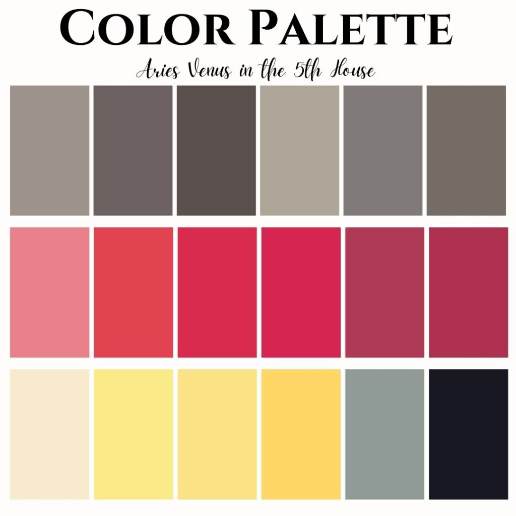 Aries venus in the 5th house color palette