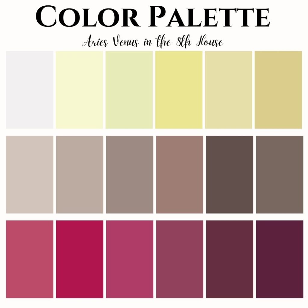 Aries Venus in the 8th house color palette